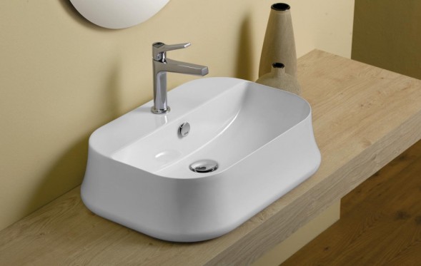 Раковина SIMAS SHARP накладная с одним отверстием цвет белый SH09