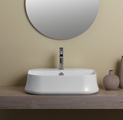 Раковина SIMAS SHARP накладная с одним отверстием цвет белый SH09