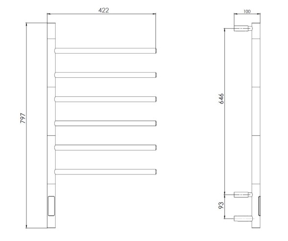 Полотенцесушитель электрический Vincea VTD-1S2CBE 43х80, черный, таймер