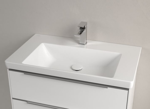 Villeroy&amp;Boch Раковина, Subway 3.0, шгв 800*470*120, отверстия для смесителя-1 сквозное, 2 промаркированных, CeramicPlus, цвет-альпийский белый 4A7080R1