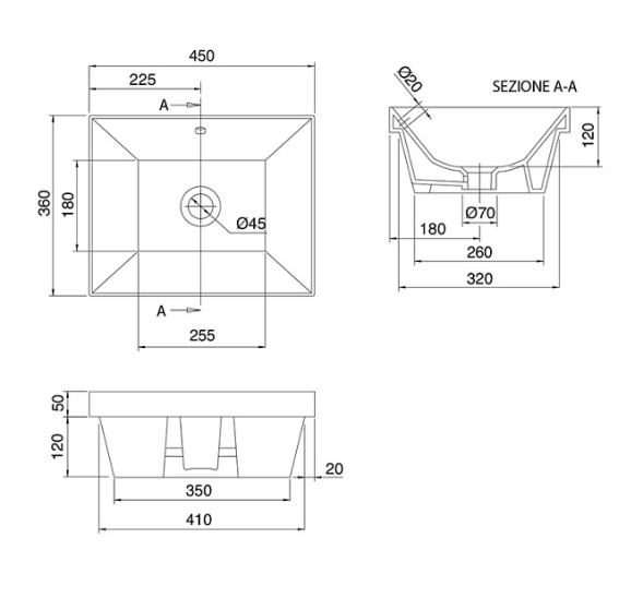 Раковина Scarabeo TEOREMA 2.0 встраиваемая снизу с переливом без отверстий цвет белый 5134