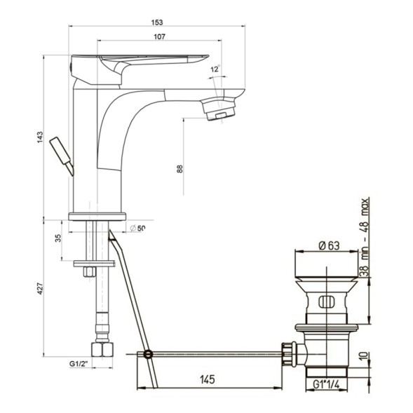 Paini 76CR211 Смеситель для раковины Гарда c д/к, хром