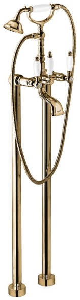 Emmevi Deco Ceramic, двухрычажный напольный смеситель для ванны (излив 12 см), с набором для душа, цвет бронза 12161128/BR