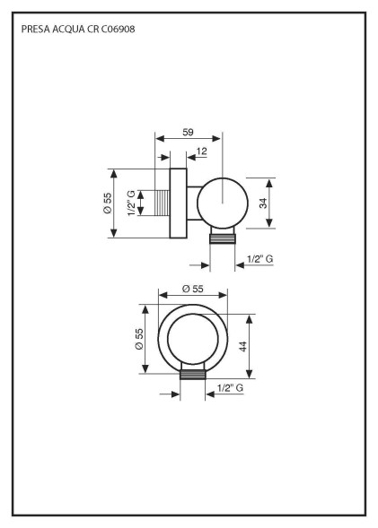 Emmevi, классический вывод из стены на 1/2" мм,  латунь, цвет бронза C06908BR