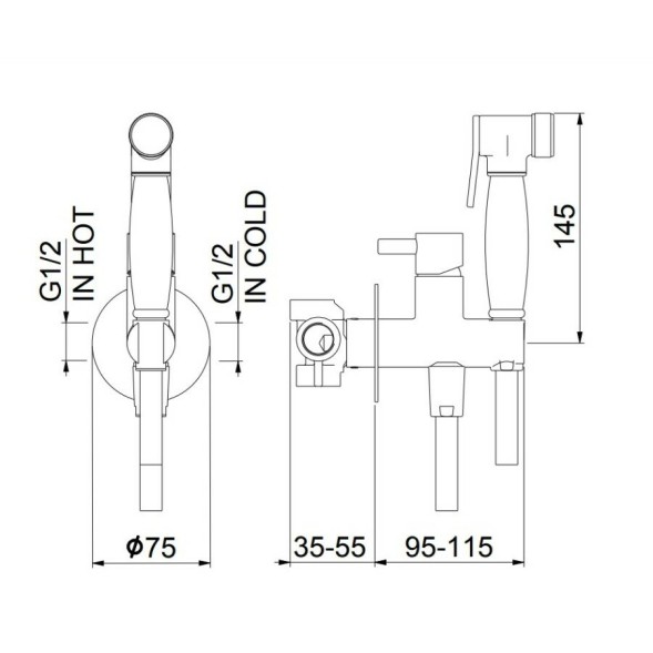 Гигиенический душ со смесителем Webert Elio EL870301015, хром