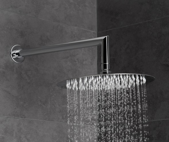 AQG, душевая круглая ультраплоская антикальковая головка ATLACR 25 см, цвет черный матовый