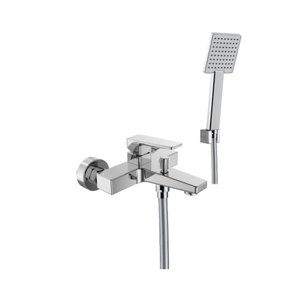 Fiore Dark, однорычажный смеситель для ванны (излив 17,5 см), с набором для душа, цвет черный матовый