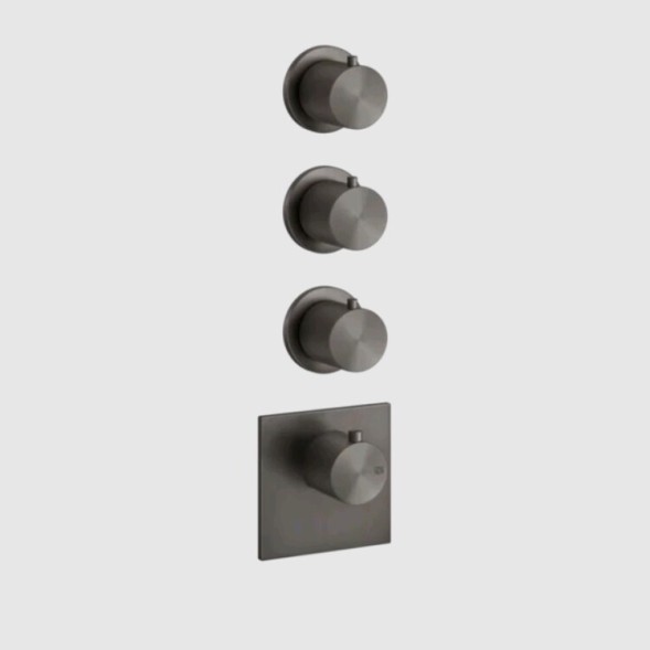 Gessi Смеситель для душа, 316 Bath Shower, на 3 потребителя, цвет Черный брашированный металл  54506#707