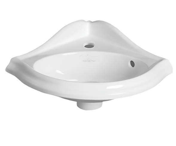 Раковина SIMAS ARCADE угловая подвесная на консоль с одним отверстием по центру со спинкой цвет белый AR036