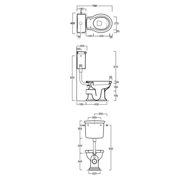 Бачок SIMAS LANTE Настенный на средней трубе с боковой ручкой смыва цвет белый LA28
