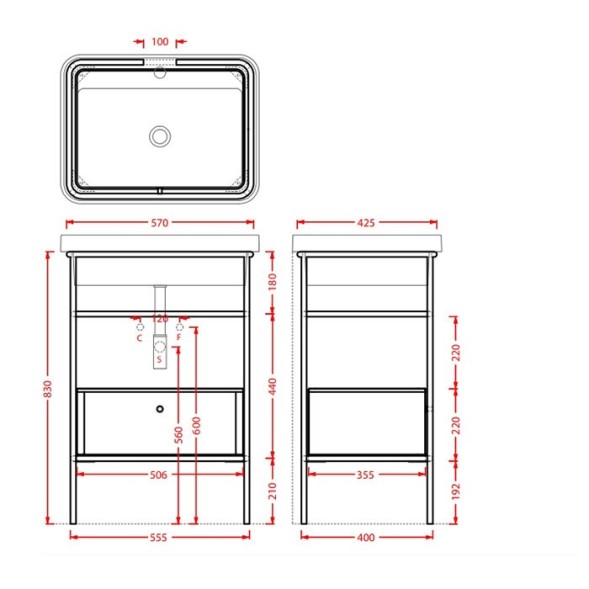 Консоль Artceram Fuori Scala для прямоугольной раковины цвет moka ACA056 56