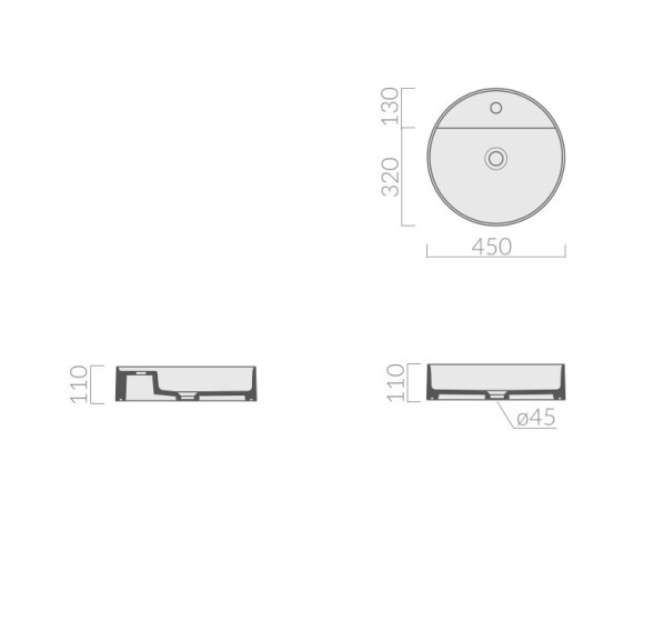 Раковина GALASSIA SMART B 7404 GM накладная с одним отверстием без перелива цвет серый матовый