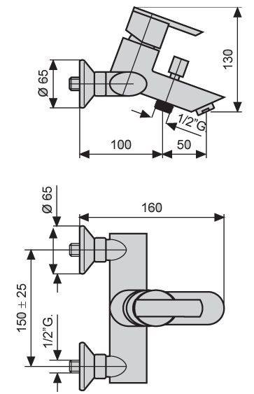 Emmevi Elly, однорычажный смеситель для ванны, без набора для душа, цвет хром 41001/CR