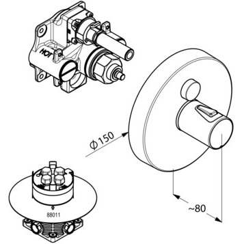 Термостат KLUDI PUSH 388020538 для душа встраиваемый на 1 потребителя внешняя часть