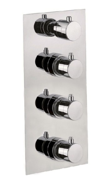 Fiore X-Termo, встраиваемый в стену смеситель для душа на 4 выхода, с термостатом (прямоугольная панель и круглые ручки), цвет золото