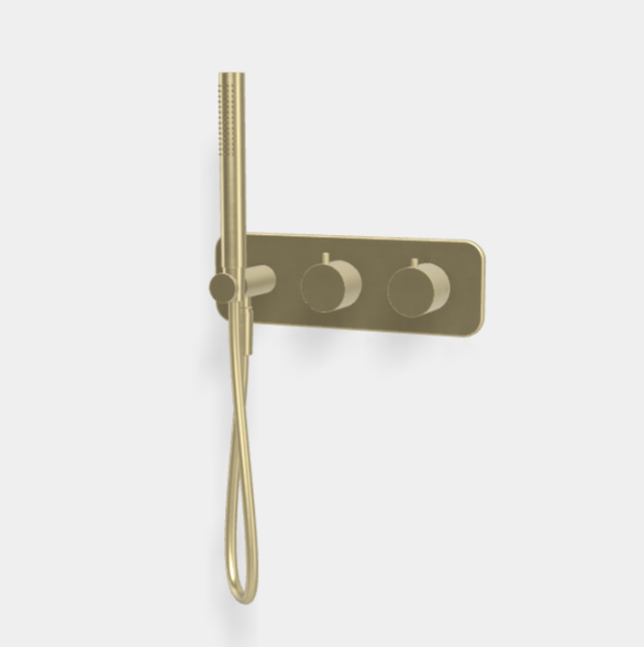 Смеситель для душа, Fima Carlo Frattini, Fimatherm, на 2 потребителя, цвет-шампань брашированная F3149WX3HS