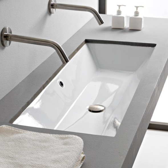 Раковина Scarabeo TEOREMA 2.0 встраиваемая снизу с переливом без отверстий цвет белый 5136