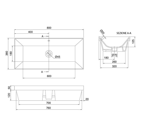 Раковина Scarabeo TEOREMA 2.0 встраиваемая снизу с переливом без отверстий цвет белый 5136
