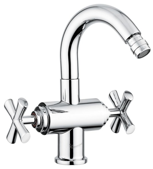 Emmevi Spirit New, двухвентильный смеситель (h23 см) для биде с поворотным изливом и донным клапаном, цвет хром 31004/CR
