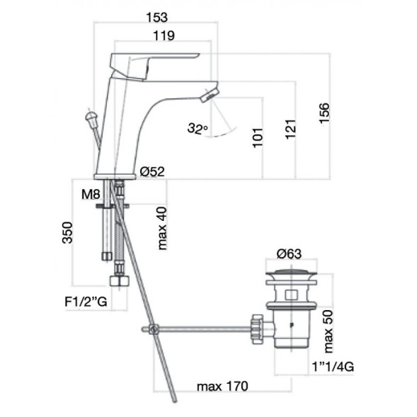 Смеситель для раковины Webert Sax Evolution SE833102015. хром