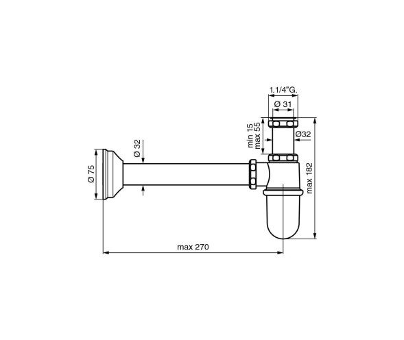 Emmevi, бутылочный сифон 1¼" для раковины, цвет золото C06615/OR