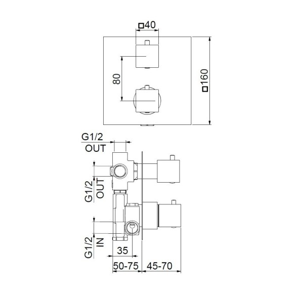 Смеситель для душа встраиваемый с термостатом Webert Pegaso PE970903560, черный