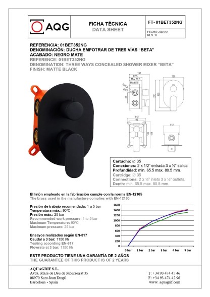 AQG Beta, встраиваемый смеситель для душа на 3 выхода, с дивертером, цвет хром