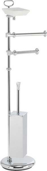 Stil Haus Prisma, стойка: мыльн. + полотенцедер.+ бумагодер. + ёрш метал., цвет хром - белая керам.
