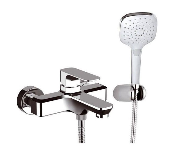 Daniel Tiara, однорычажный смеситель для ванны (излив 17,4 см), c набором для душа, цвет хром