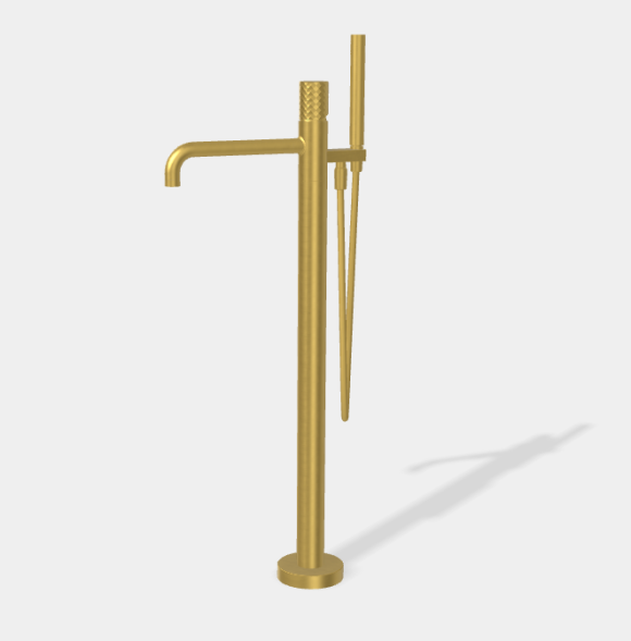 Смеситель для ванны и душа, Fima Carlo Frattini, Spillo Tech,  X COLLECTION, напольный, цвет-брашировнаное золото F3034T/6NXOS