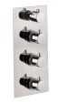 Fiore X-Termo, встраиваемый в стену смеситель для душа на 4 выхода, с термостатом (прямоугольная панель и круглые ручки), цвет хром