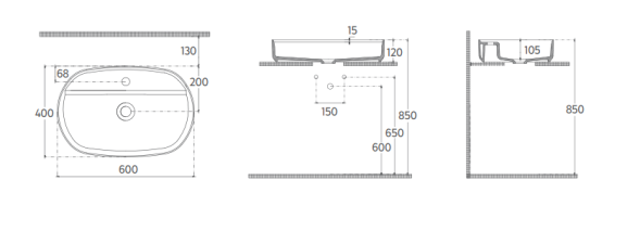Раковина накладная ISVEA Infinity 60 см. с отверстием для смесителя цвет мятно-зеленый матовый Terrazzo 10NF65060-TRZ-2T