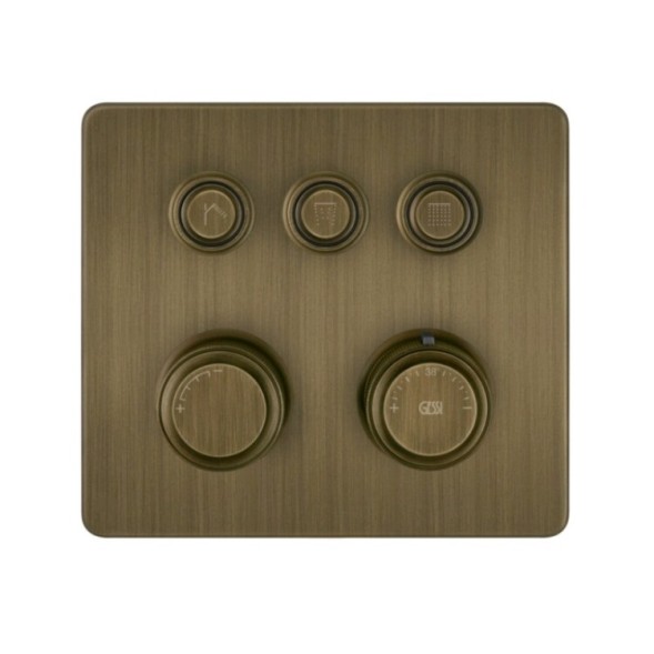 Gessi Смеситель для душа, Hi Fi Eclectic, на 3 потребителя, цвет латунь состаренная 65234#713