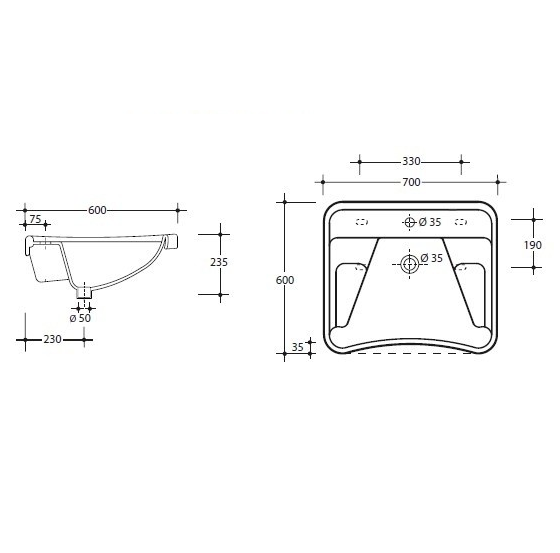 Раковина SIMAS SPECIALI подвесная для людей с инвалидностью с одним отверстием цвет белый EA401
