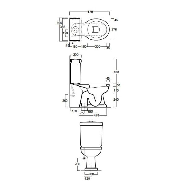 Бачок SIMAS LONDRA на чашу унитаза моноблок в комплекте с механизмом слива цвет белый бронза LO922/D21BR