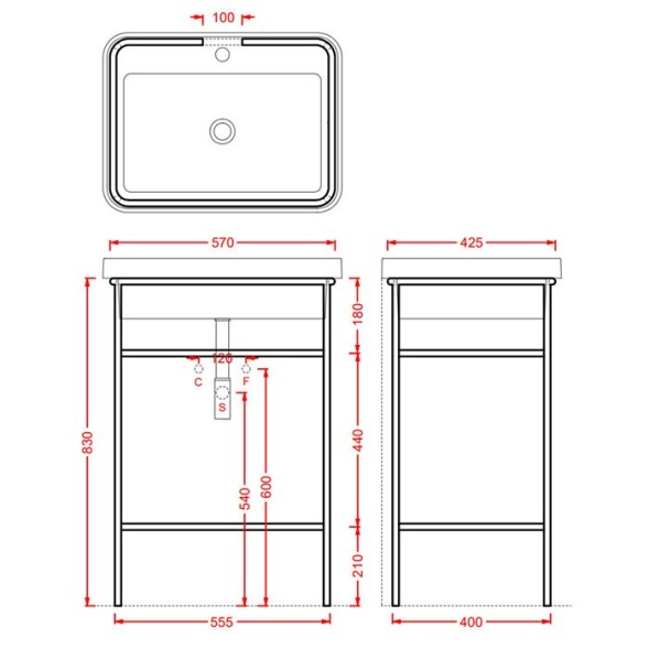 Консоль Artceram Fuori Scala для прямоугольной раковины цвет матовый черный ACA056 17