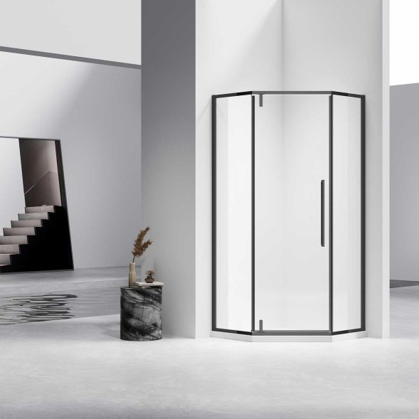 Vincea Душевой уголок Слим-Н (Slim-N) VSP-4SN100CLB, 1000*1000, черный, стекло прозрачное