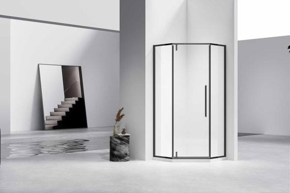 Vincea Душевой уголок Слим-Н (Slim-N) VSP-4SN100CLB, 1000*1000, черный, стекло прозрачное