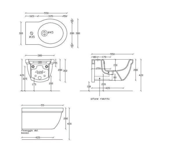 Биде GALASSIA ETHOS 8440M NE подвесное с одним отверстием с крепежом цвет черный глянцевый