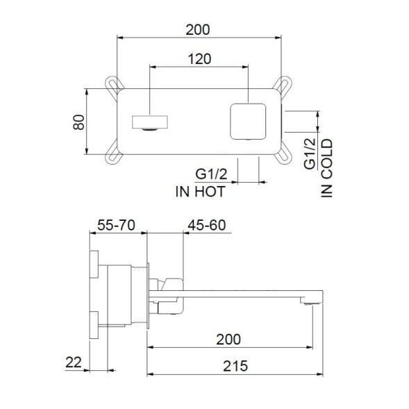 Смеситель для раковины Webert ONE-X OX830606441. черный/сталь