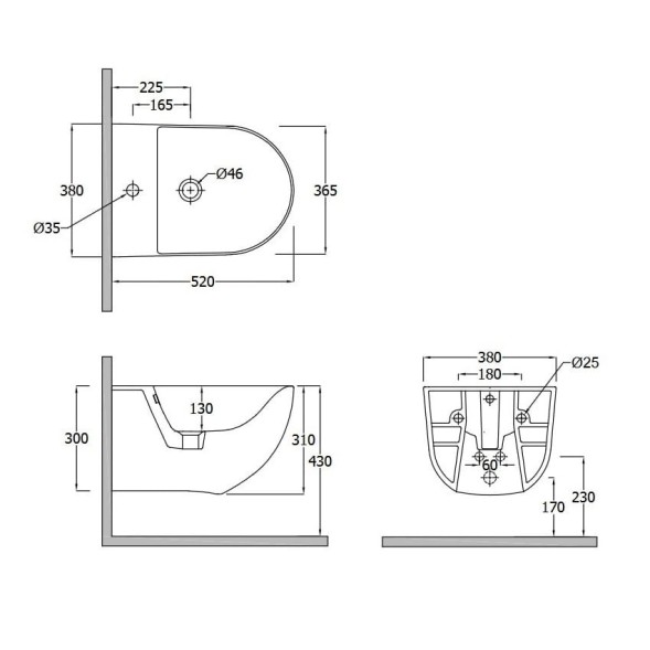 Биде KLUDI RESA D 24BIW0143 подвесное