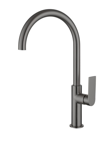 AQG Alpha, смеситель для кухни с закругленным поворотным  изливом, цвет оружейная сталь (PVD)