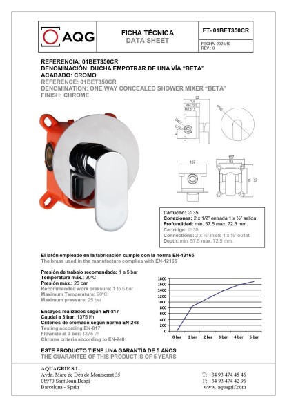 AQG Beta, встраиваемый смеситель для душа на 3 выхода, с дивертером, цвет черный матовый