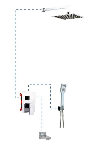 AQG, душевая штанга MIN с набором для душа, цвет хром