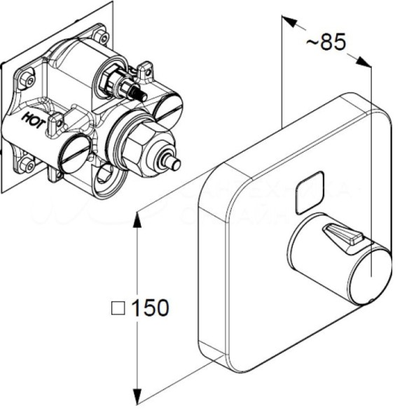 Термостат KLUDI PUSH 389010538 для душа встраиваемый на 1 потребителя внешняя часть
