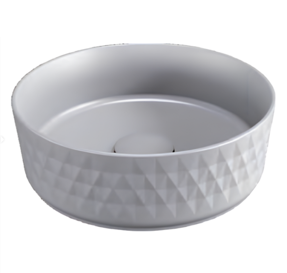 Раковина накладная ISVEA Rombo круглая 36см, без отверстия под смеситель цвет серый бетон матовый 10NF67036-2V