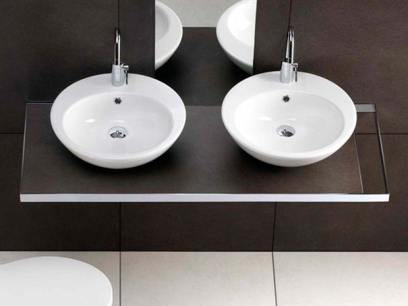 Раковина HATRIA HAPPY HOUR Y0M601 накладная с одним отверстием с переливом цвет белый