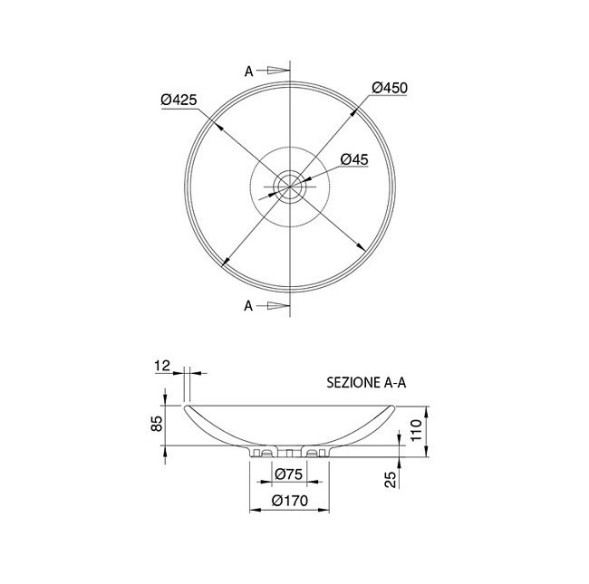 Раковина Scarabeo CUP накладная без перелива без отверстий цвет белый 8044
