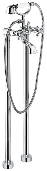 Emmevi Deco Classic, двухвентильный напольный смеситель для ванны (излив 12 см), с набором для душа, цвет хром 1201128/CR