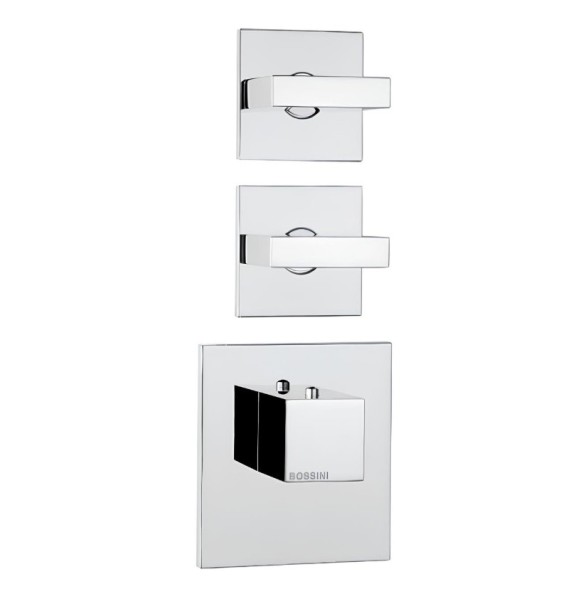Смеситель термостат Bossini Rectangular Z033203.030 для ванны и душа встраиваемый внешняя часть на 2-4 потребителя цвет хром